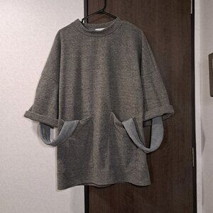 Depending on the horizon Women's Grey Fleece Pullover Long Sleeve Sweater